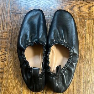 Black Leather Ballet Flats